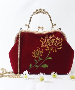 Túi xách nhung đỏ-HT190201