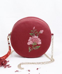 Túi tròn vẽ tay màu đỏ-HT190501