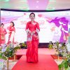 ÁO DÀI ĐỎ CỔ XẺ ĐÍNH CÚC - HA230208