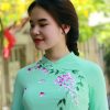 Áo dài  xanh thiên thanh thêu hoa