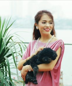 Đầm nhung 3D màu hồng đỗ-Đầm nhung 3D màu hồng đỗ-M